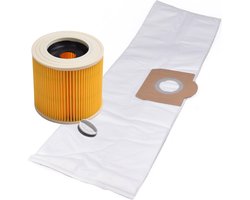 Geschikt voor KÄRCHER. VOORDEEL 2 x 10 stuks Stofzuigerzakken en Luchtafvoerfilter, Stofklasse L, voor WD3, MV3, A2200-2254, A2500-2574p, A2604-2676xptplus, A2901, A3100, Synthetisch. COVAKO Merk