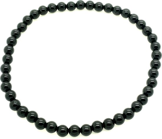 Onyx edelstenen armband 4 mm maat 18 zwart tegen stress