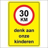 Let op spelende kinderen sticker - waarschuwingssticker - container sticker - kliko sticker / A4 1 ex.