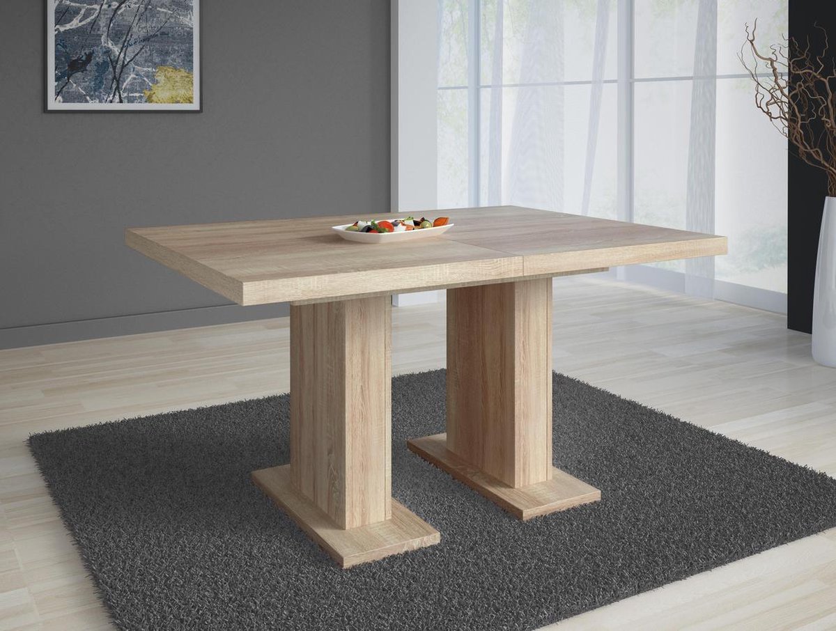 Grande Table à Manger Carrée Design 160x160 Cm - Bois Massif, Style Industriel (occasion)