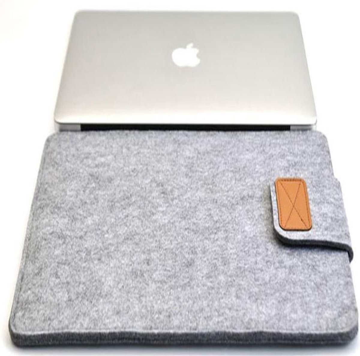 Stevige vilten laptop sleeve voor 17 inch laptop Lichtgrijs voor oa