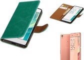 MP Case Pull Up TPU PU Leder Bookstyle voor Sony Xperia XA Groen