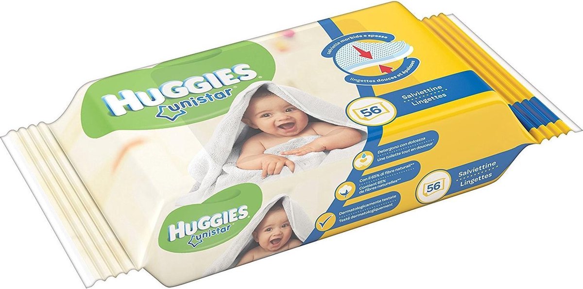 Goedkoopste Huggies Unistar Billendoekjes/Babydoekjes - 56 Stuks