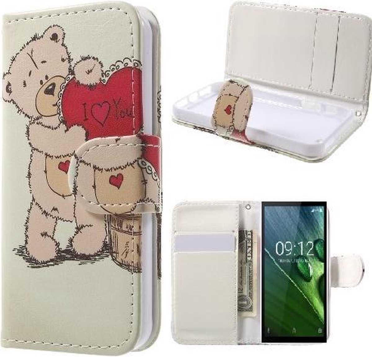 Qissy Lovely Bear Portemonnee case hoesje voor Huawei mate 9