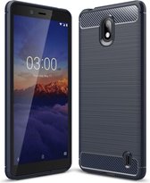 Armor Brushed TPU Back Cover - Nokia 1 Plus Hoesje - Blauw