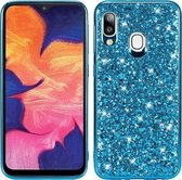 Glitter Back Cover - Geschikt voor Samsung Galaxy A20e Hoesje - Blauw