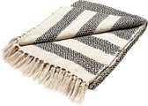 Scandi Boho Plaid met kwast - zwart/wit