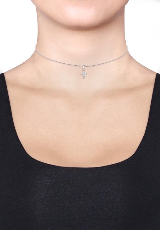 Elli Halsketting Dames Choker Bol Kruis Geloof Basis in 925 Sterling Zilver