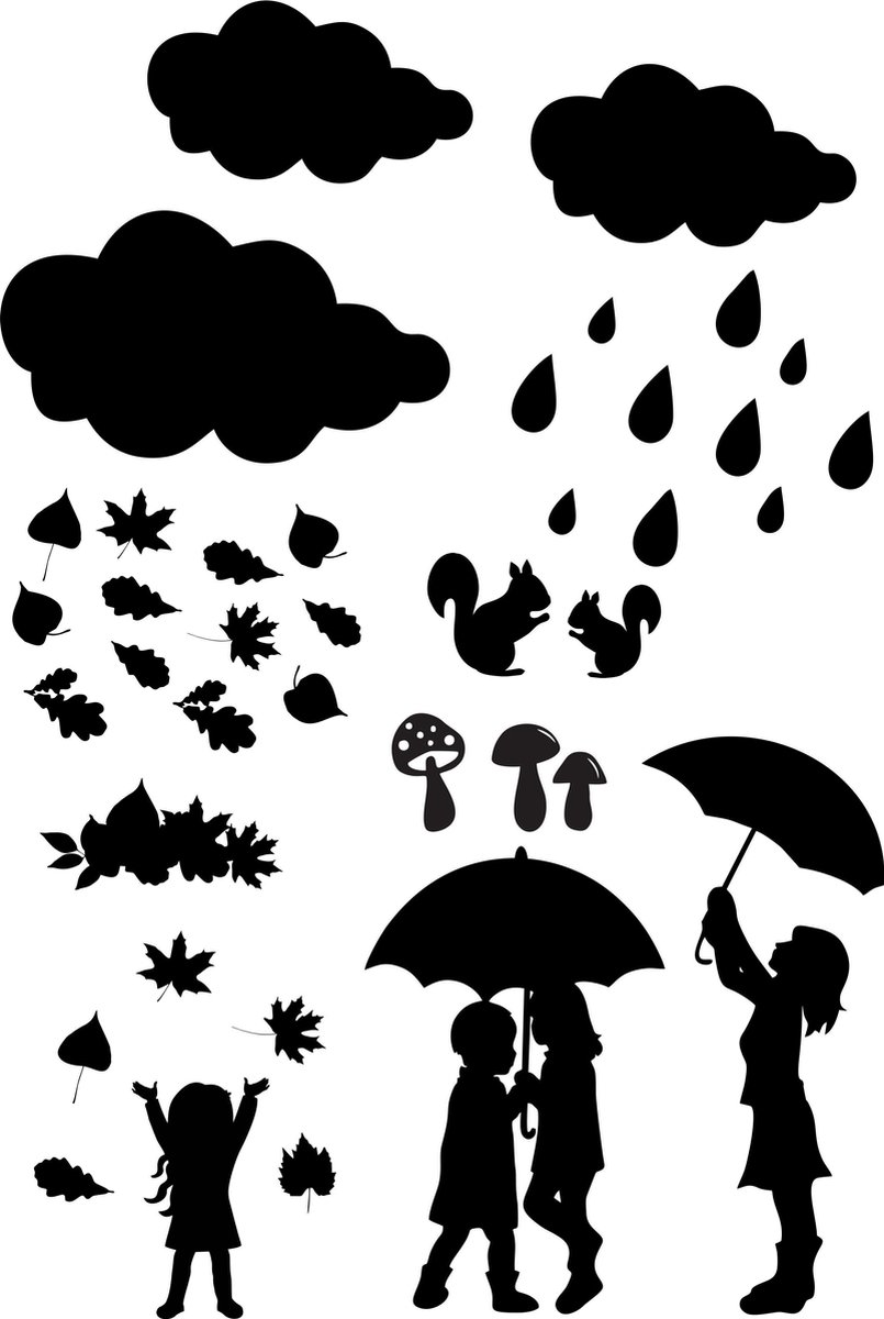 Herbruikbare raamstickers - statische raam stickers - Uitbreidingsset stickers Herfst, HERBRUIKBAAR