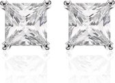 New Bling 9NB 0004 Zilveren oorstekers - zirkonia vierkant 6 mm - zilverkleurig