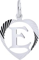 Lucardi Dames Zilveren hanger alfabet in hart facet - Hanger - 925 Zilver - Zilverkleurig