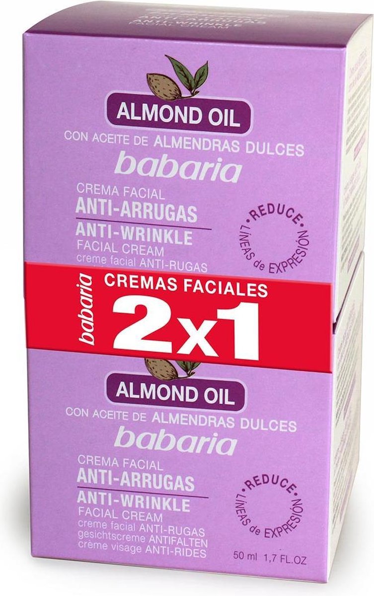 Babaria Almond Oil Anti-wrinkle Facial Cream 2x50ml