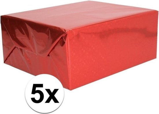 5x Rouge mat passe-temps / feuille d'emballage 70x150 cm - papier