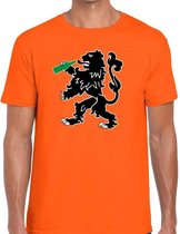 Oranje t-shirt bier drinkende leeuw voor heren - Koningsdag / EK-WK kleding shirts M