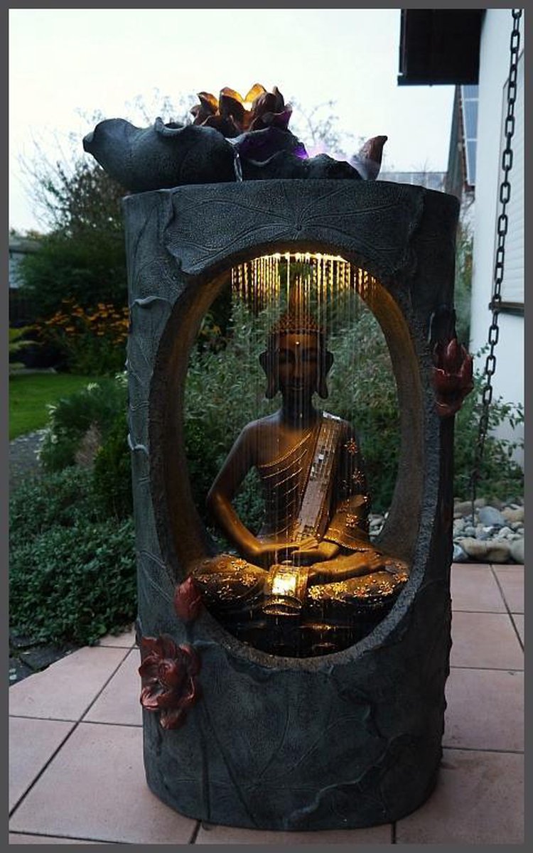 XXL Boeddha, Buddha, fontein, waterpartij, 117 cm, waterornament LED | bol