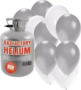 Helium tank met zilver en witte ballonnen - Bruiloft - Heliumgas met ballonnen voor bruiloft