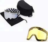 Skibril snowboard Goggles met magnetische lens spiegel Silver frame wit Y type 7 Cat. 1 tot 4 - /
