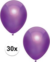 30x Paarse metallic ballonnen 30 cm - Feestversiering/decoratie ballonnen paars