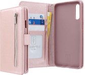 Huawei P30 Bookcase hoesje - CaseBoutique - Effen Rose goud - Kunstleer - Met Rits Vakje Muntvakje