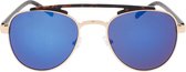 Icon Eyewear  Zonnebril KODIAK - Licht goudkleurig & Tortoise montuur - Blauw spiegelende glazen