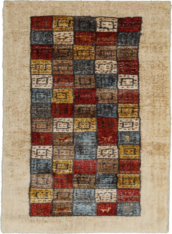 Vloerkleed Frame Vloerkleed met Carré Prent 170X120 cm Cream