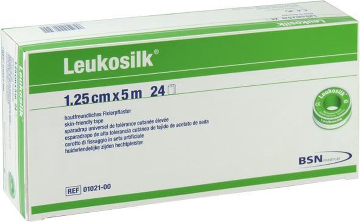 Goedkoopste Leukosilk Deksel Kleefpleist. 1,25cmx5m 1 0102100