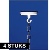 4x Witte ophanghaken met magneet - Slingers/vlaggenlijnen eenvoudig ophangen