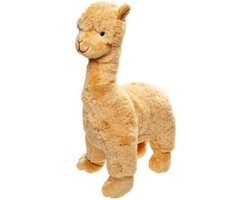 Pluche knuffel alpaca - lichtbruin - Hoogte 35 Cm