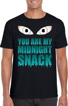 Halloween Halloween zombie t-shirt zwart heren met enge ogen - You are my midnight snack XL
