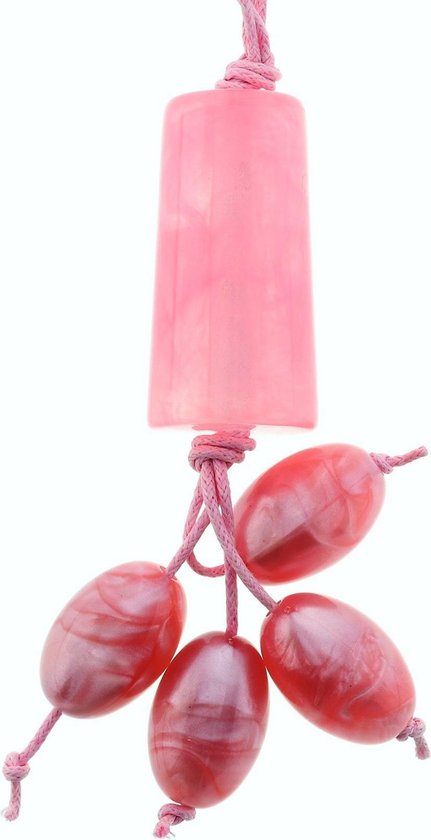 Roze lange kralen ketting van touw met hanger | bol.com