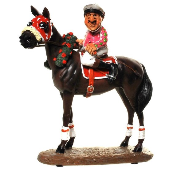 Jockey - cavalier - cheval - lauréat - sport - figurine - sports amusants - warren stratford - 18,5x9x20,5 cm