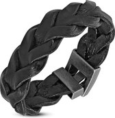 Amanto Armband Djorgen Black - Leer - Gevlochten - 20mm - 20cm