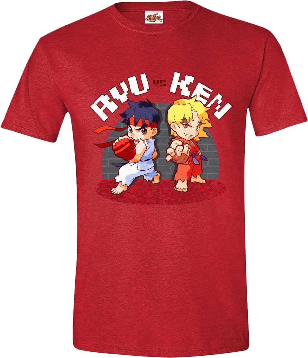 Street Fighter - Ryu vs. Ken Men T-Shirt - Heather Red - M
