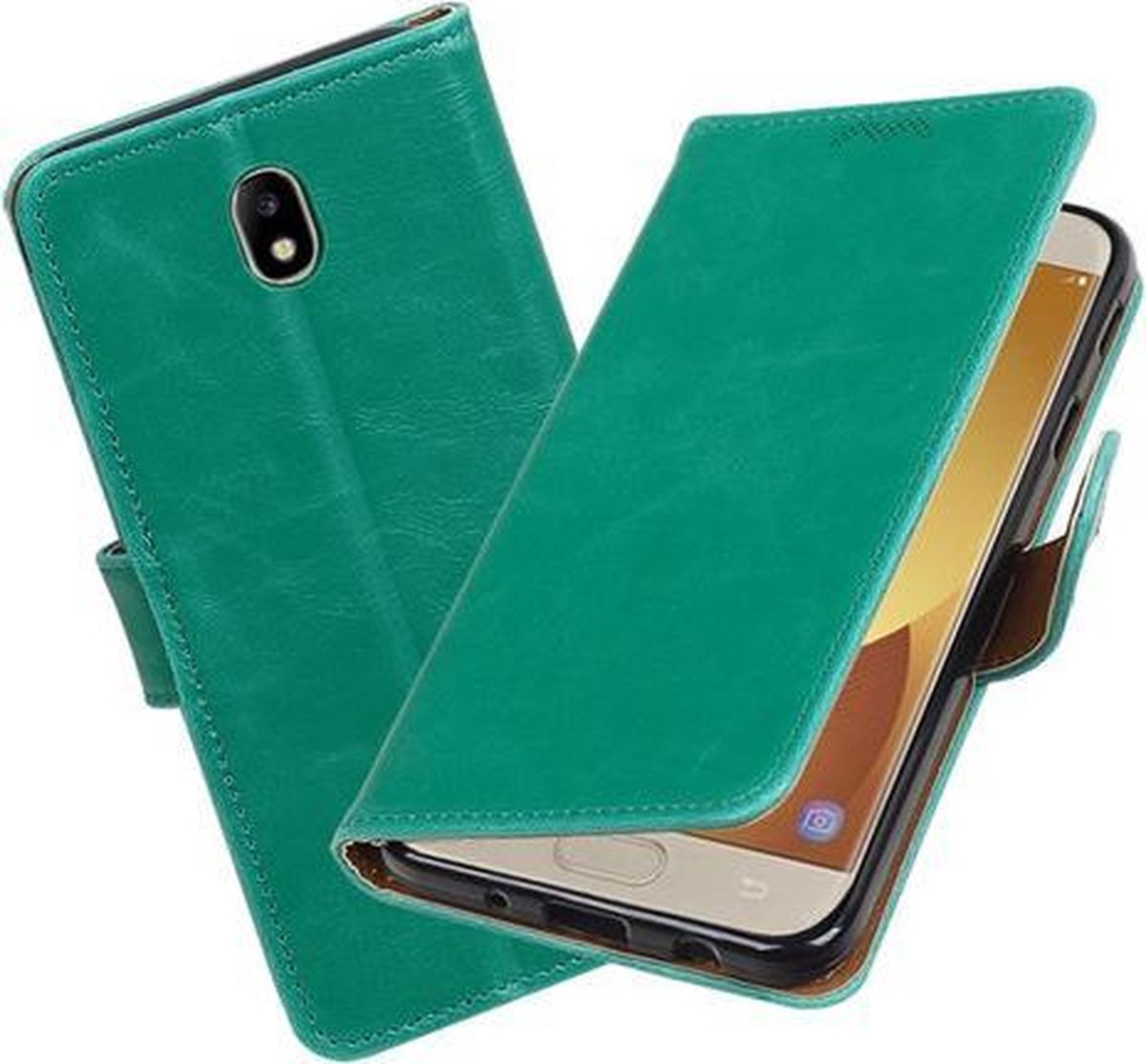 BestCases.nl Samsung Galaxy J7 2017 / Pro Pull-Up booktype hoesje Groen