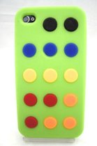 Zacht rubberen backcase met stippen groen voor iphone 4/4s