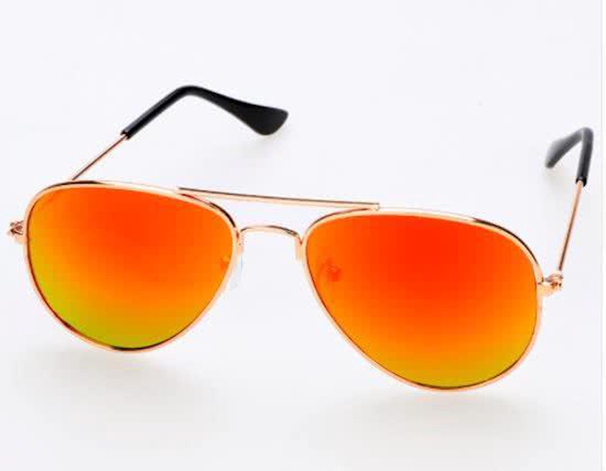 Hidzo Kinder Zonnebril Piloten Brons - UV 400 - In brillenkoker