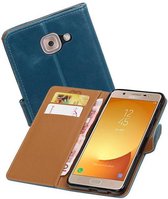 Pull Up TPU PU Leder Bookstyle voor Galaxy J7 Max Blauw