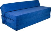 Opvouwbaar matras met hoofdkussen  Wasbare hoes  200cm x 120cm x 10cm  Donkerblauw