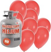 Helium tank met 30 rode ballonnen - Rode - Heliumgas met ballonnen voor een Valentijn thema