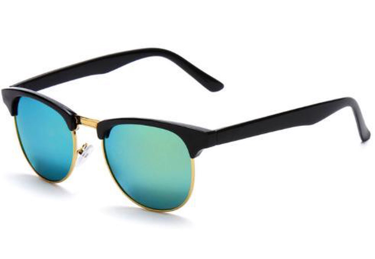 Hidzo Zonnebril Half Frame Zwart - UV 400 - Groene Glazen