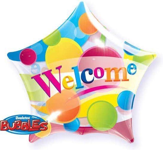 Qualatex - Folieballon - Bubbles - Ster - Welcome - Zonder vulling - 56cm