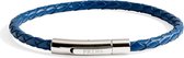 PRINS. Armband PB0022-BLU-21 - Heren - Blauw Gevlochten Leer (4mm), RVS Slot - 21 cm