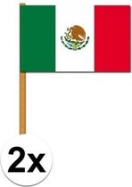2x Luxe zwaaivlaggen/handvlaggetjes Mexico
