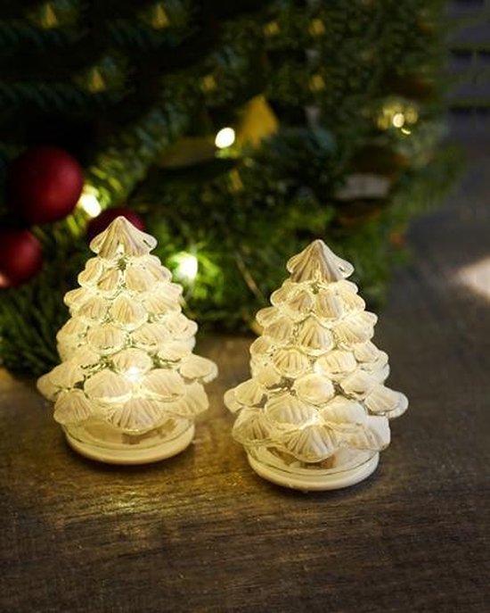 Sirius Glazen kerstbomen met LED lichtjes set van 2 stuks