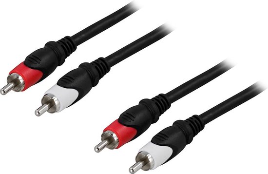 DELTACO MM-110, 2 x RCA 2 x RCA Zwart, Rood, Wit audio kabel, 2m