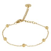 My Bendel gouden bolletjes armband - Gouden schakelarmband met goudkleurige bolletjes - Met luxe cadeauverpakking