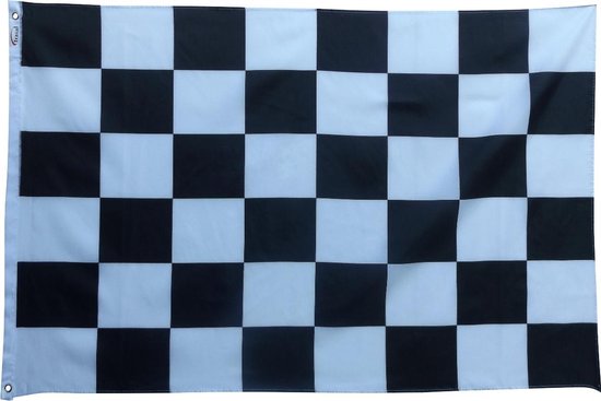 Trasal - zwart wit geblokte finish vlag - 150x90cm