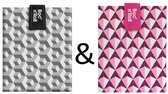 Boc'n'Roll Foodwrap herbruikbaar Boterhamzakje - Tiles Black en Pink
