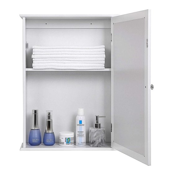 Mondeer Badkamerspiegelkast, wandkast met spiegeldeur en verstelbare planken, moderne stijl, 55 x 15 x 60 cm, wit