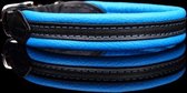 Dog's Companion Leren Halsband - Lengte: 40 cm Verstelbaar van 33-37 cm x 16 mm - soft/duo - Blauw